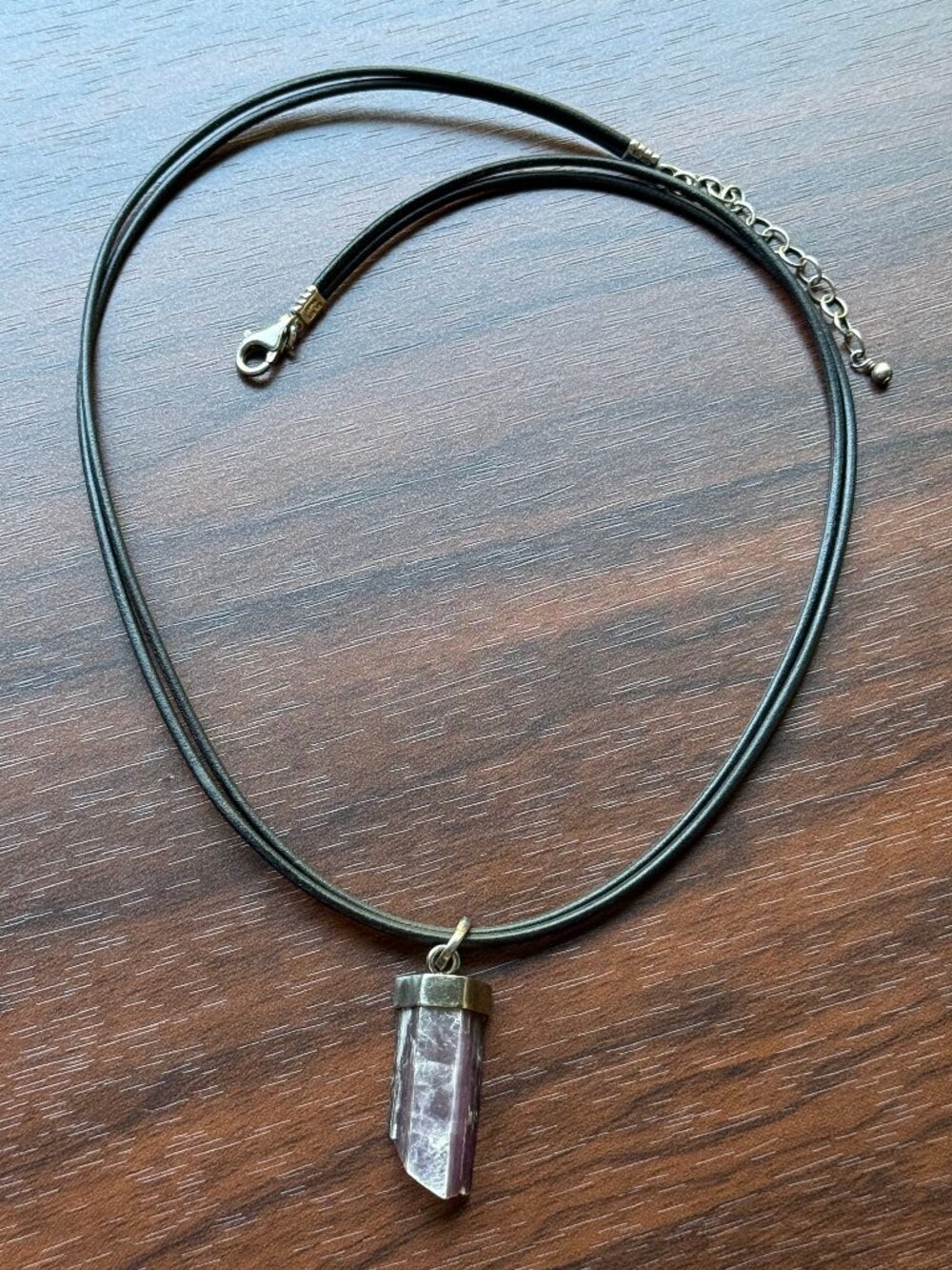 Witchy Purple Lepidolite Mica Sterling Silver 925 Pendant Necklace